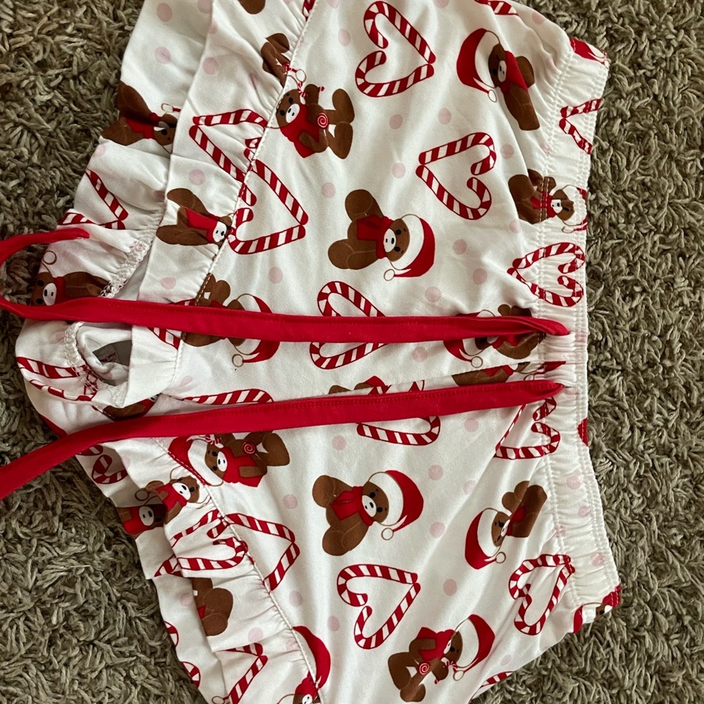 Festive Candy Cane Monkey Pajama Shorts